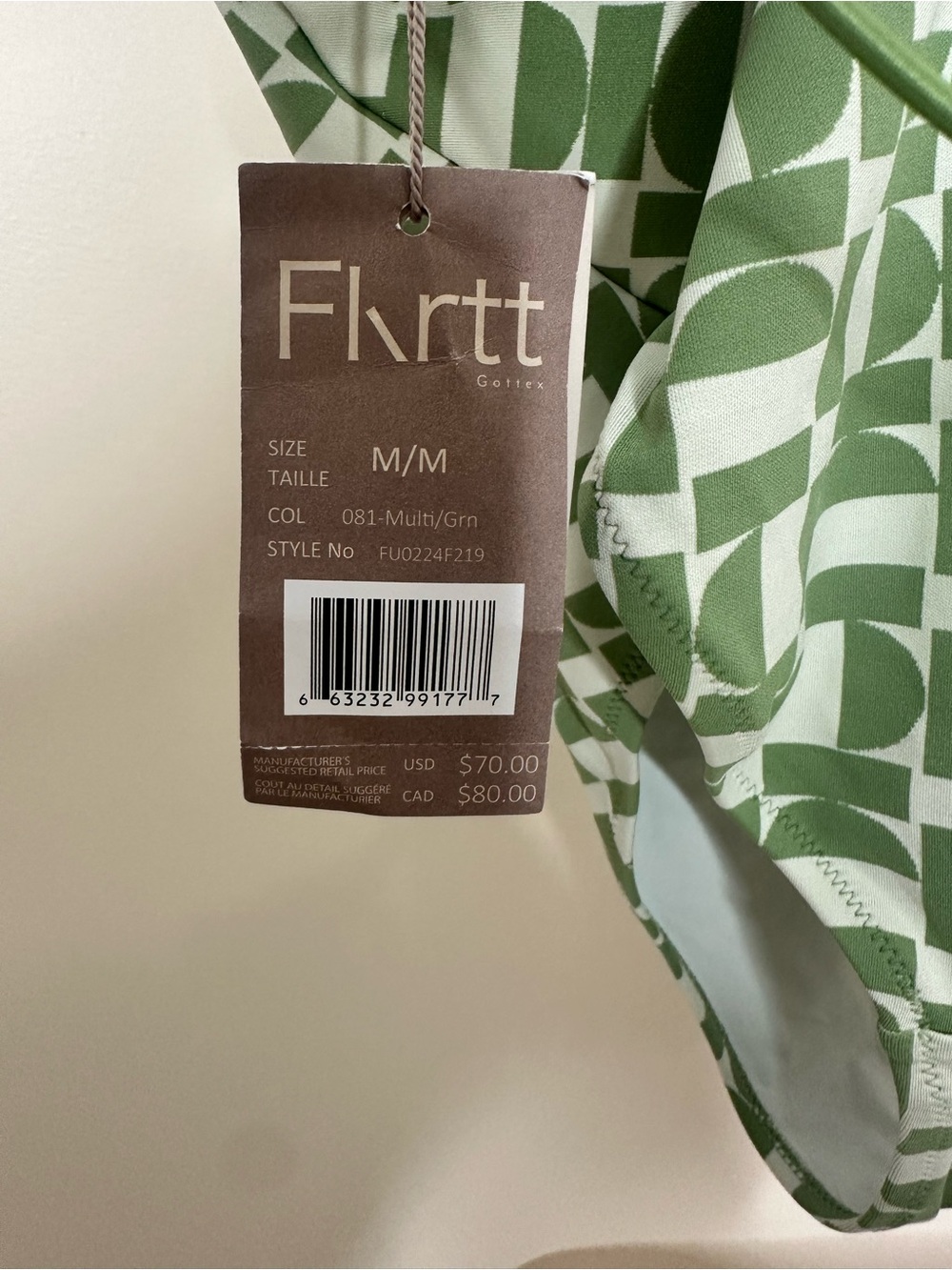 Flrtt Gottex One Piece Swimsuit Green Print Size M – New With Tags - Picture 5 of 5
